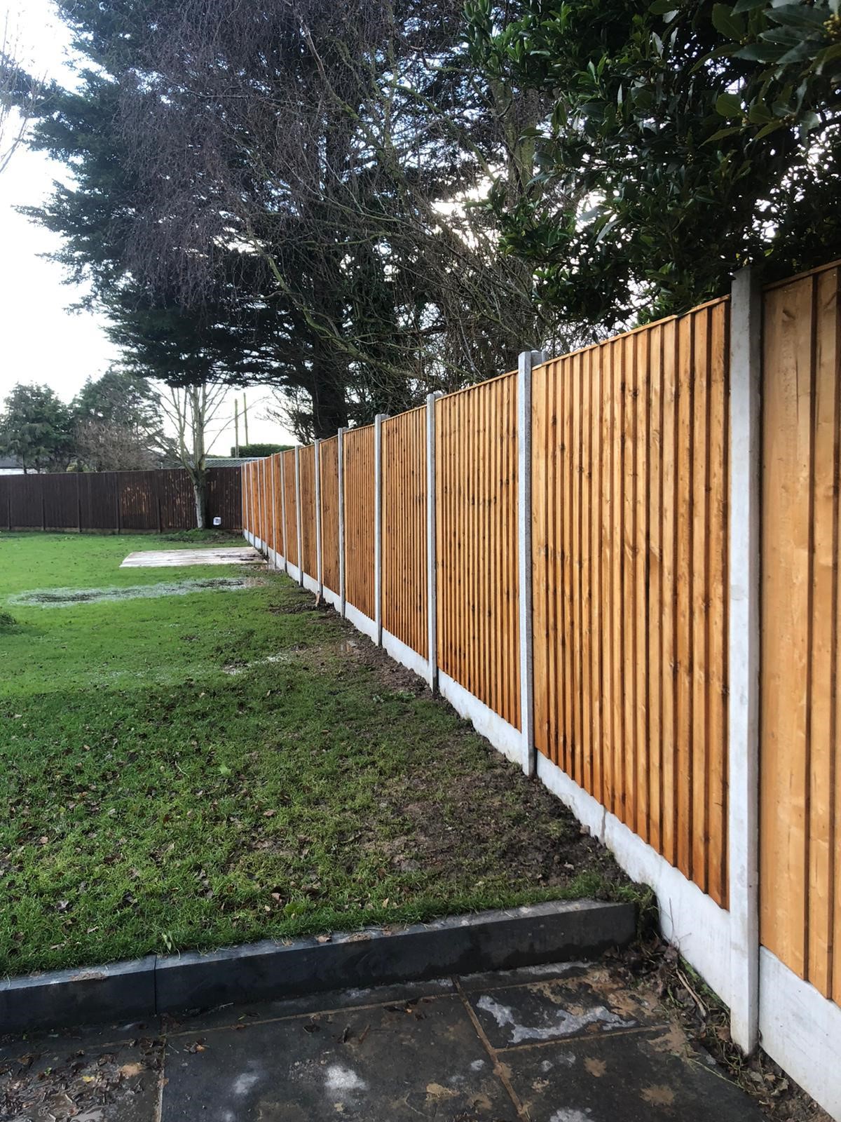 6Ft feather edge fencing with concrete posts and concrete base panels